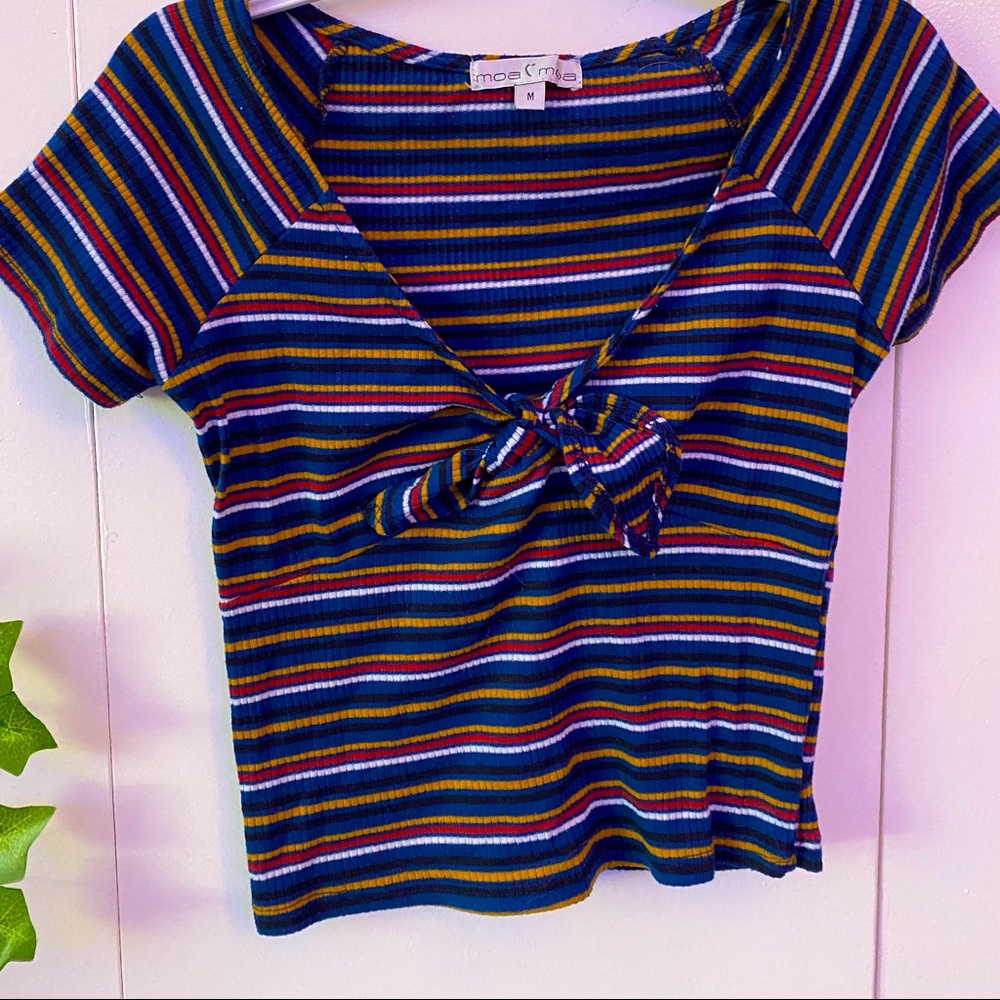 woman's top, stripped, tie in the front